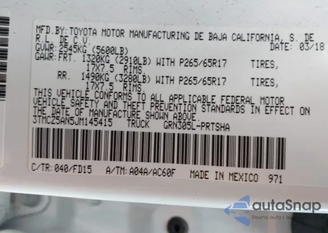 2018 Toyota Tacoma Trd Sport z USA, uszkodzony, nr VIN 3TMCZ5AN5JM145415